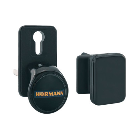 Garniture à poignée extérieure noire TS 42 mm avec cylindre profilé pour porte de garage sectionnelles hormann 3041024