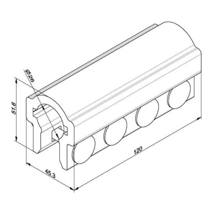 schéma d'un accouplement 25,4mm pour ressort de torsion f223