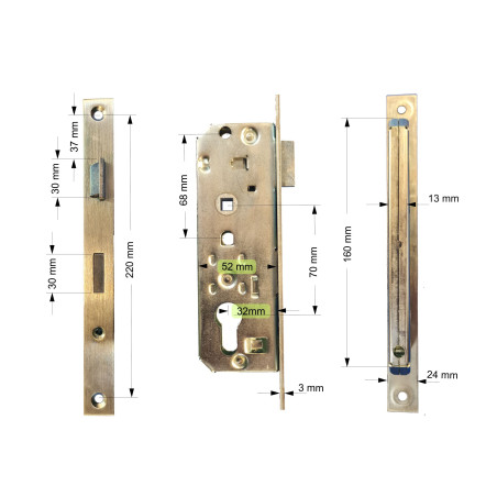 SERRURE POUR PORTILLON EN ACIER A DROITE