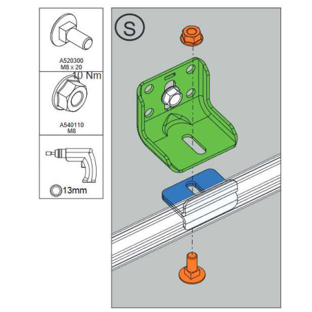 Support de rail 54 mm pour portes coulissantes Normstahl A372030