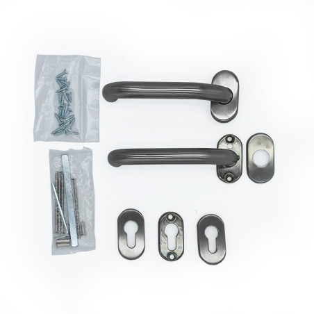 ENSEMBLE POIGNEE PORTILLON ROSACE INOX