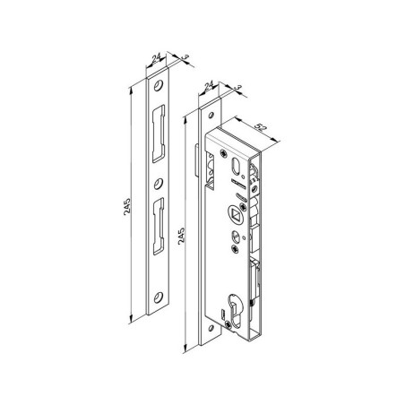 Dimensions serrure en aluminium pour portillon de porte de garage 1034LOCK